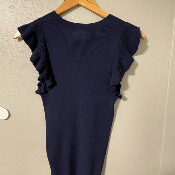 Muse Navy Ribbed Top - Picture 2 of 3